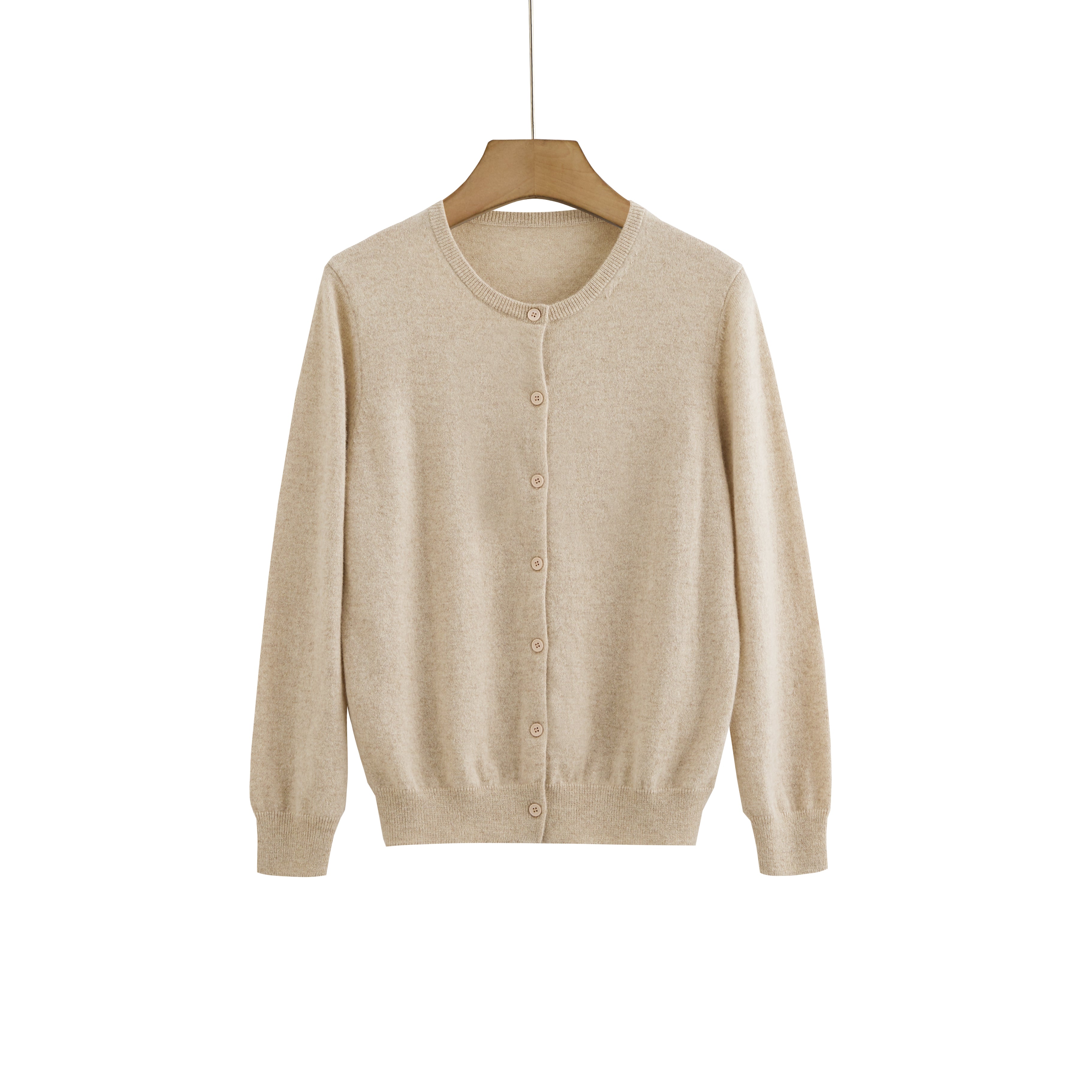Cashmere Round-Neck Cardigan — Neutral Edit
