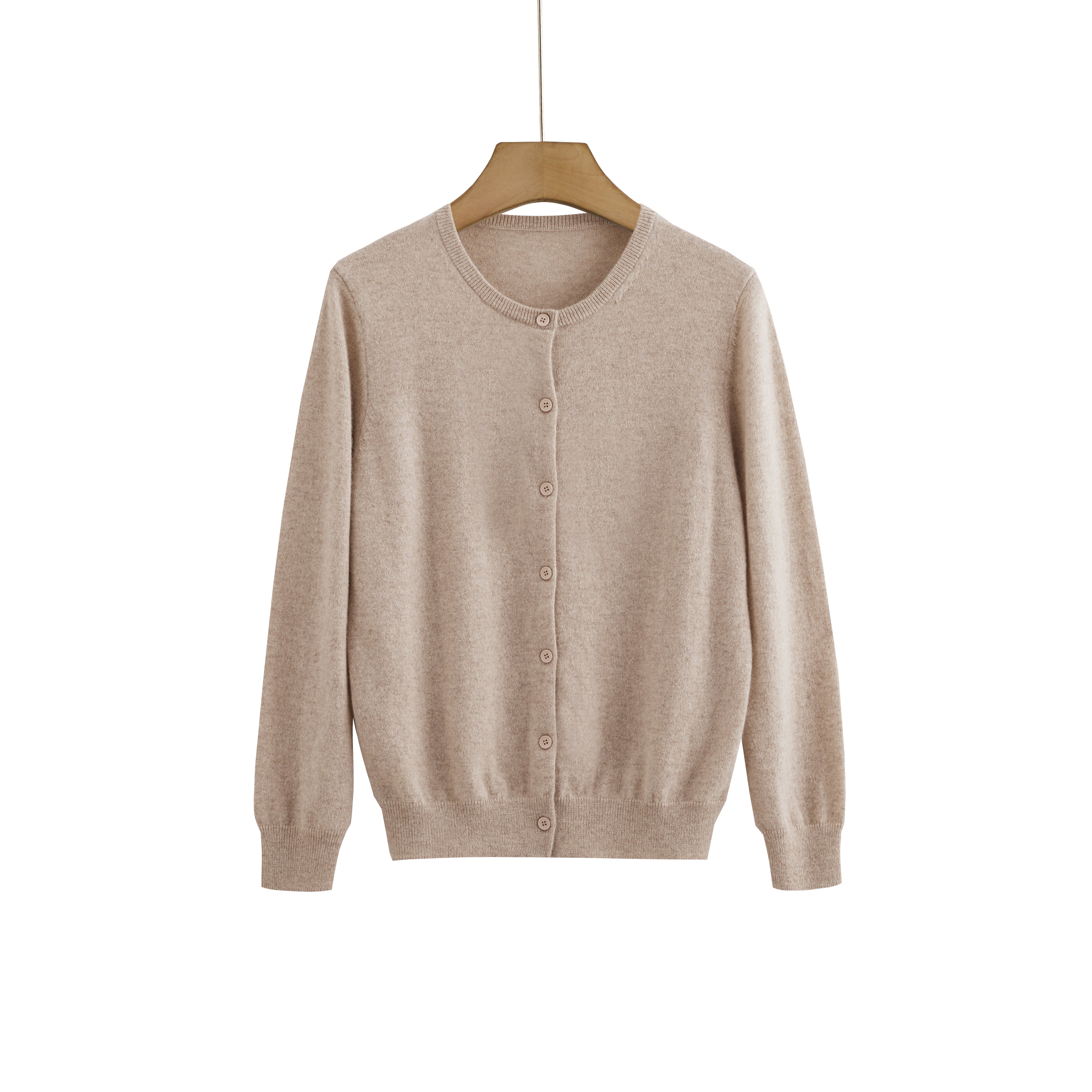 Cashmere Round-Neck Cardigan — Neutral Edit