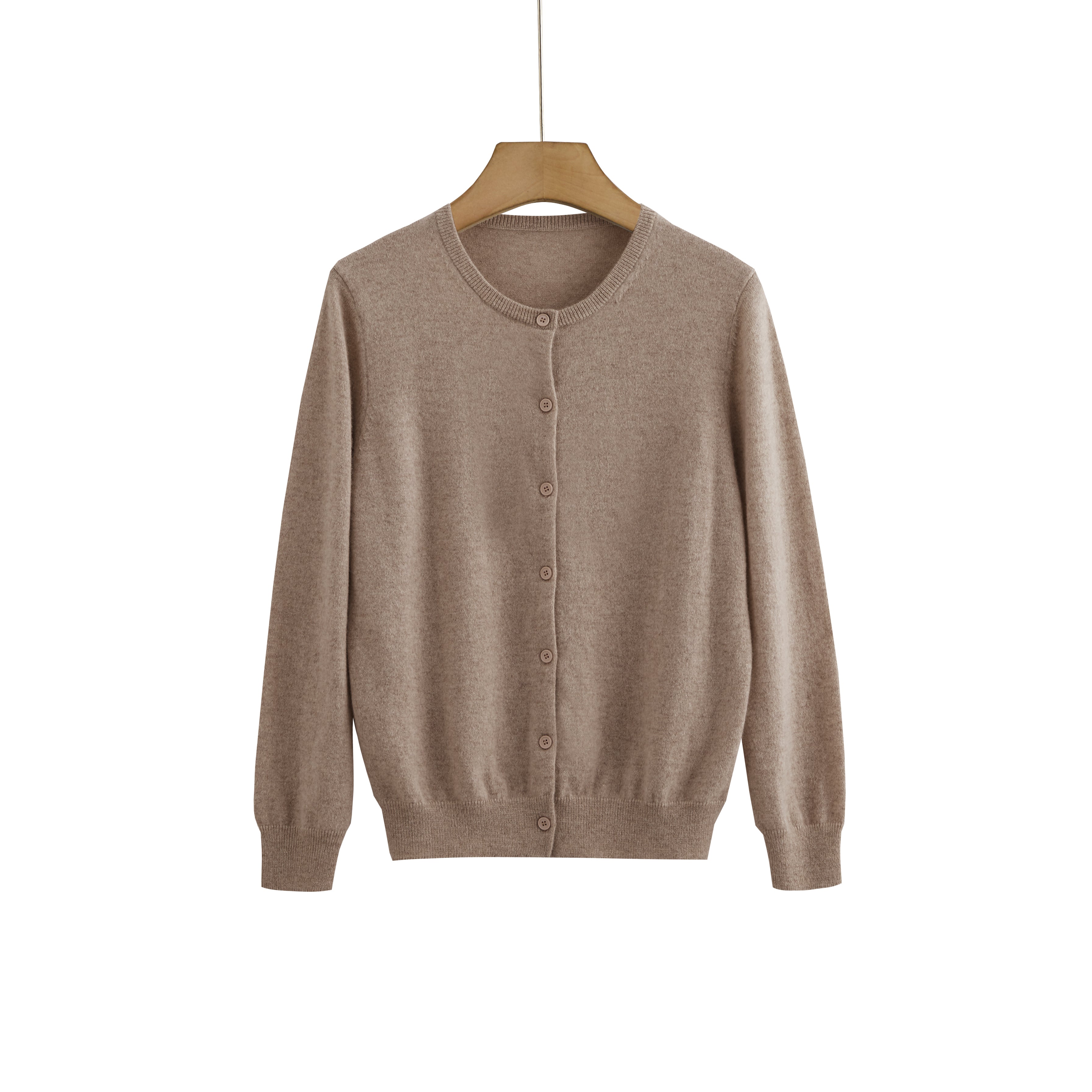 Cashmere Round-Neck Cardigan — Neutral Edit