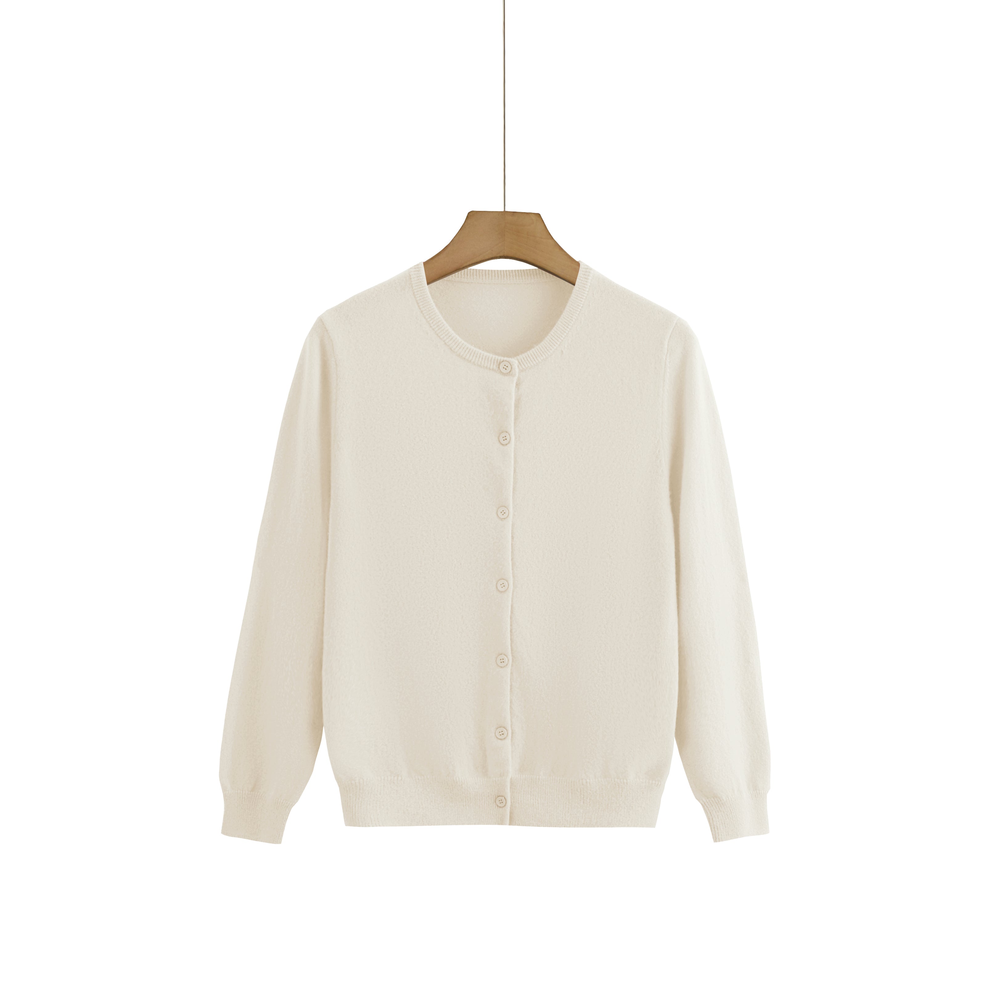 Cashmere Round-Neck Cardigan — Neutral Edit