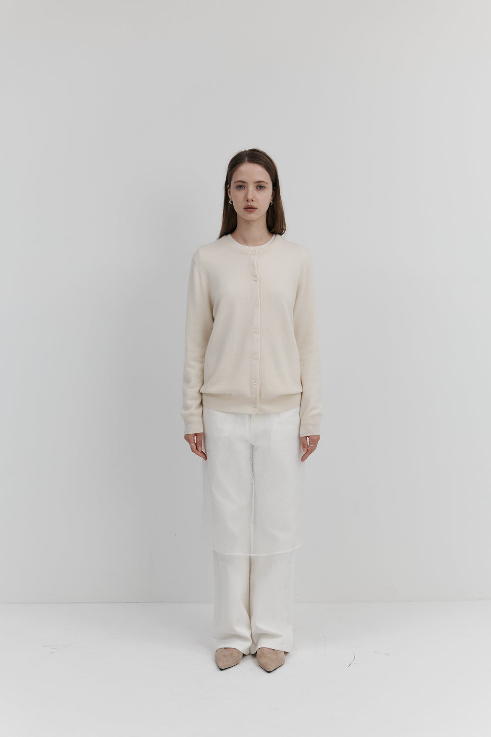 Cashmere Round-Neck Cardigan — 50 Colours