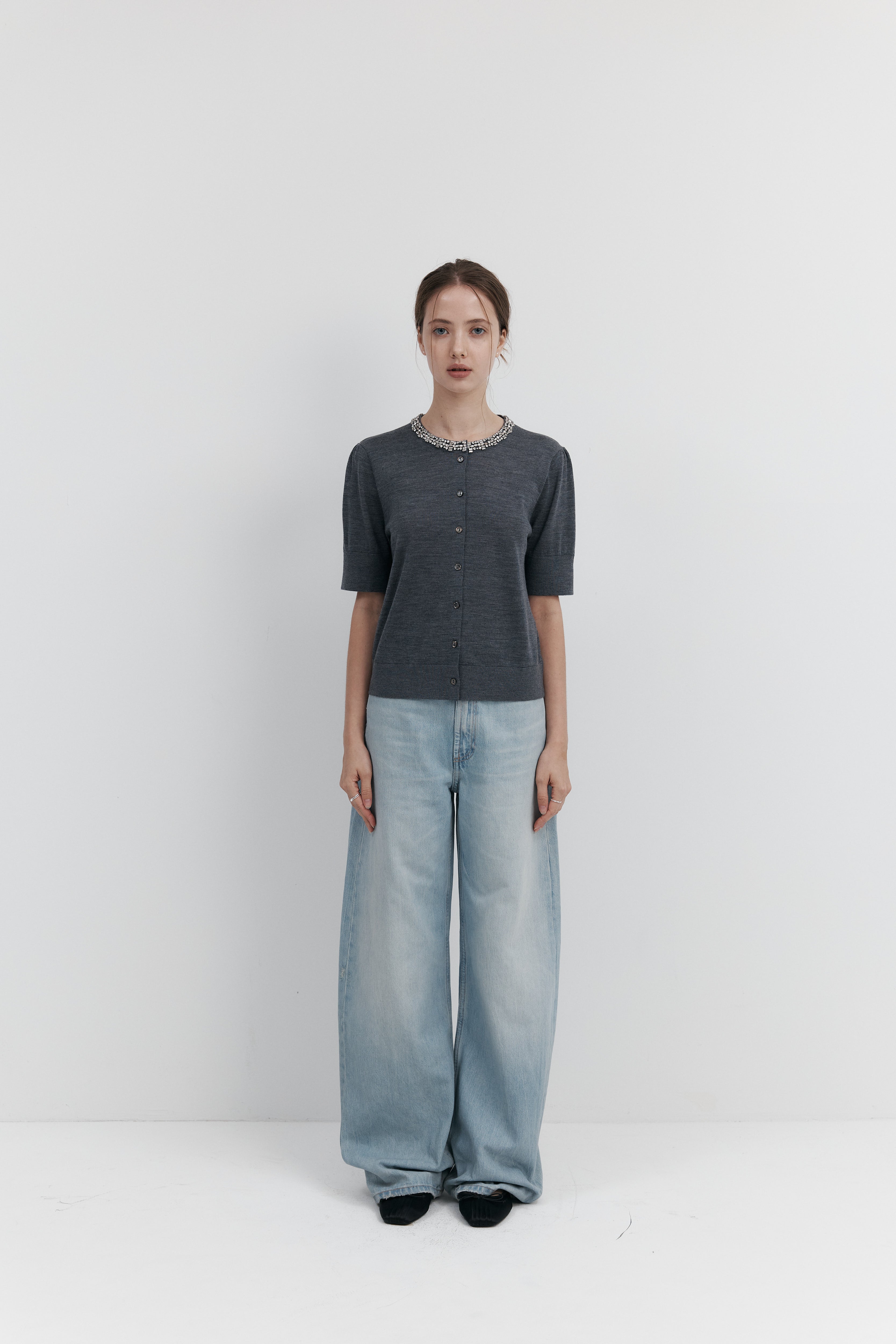 Biella Yarn 울 큐빅 카디건 – 하프슬리브